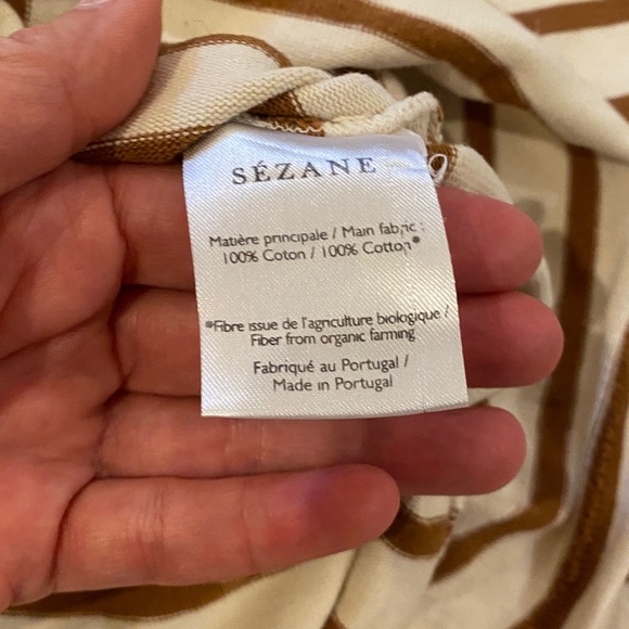 Sezane Colette Marinière Top Écru/Camel - Picture 5 of 6